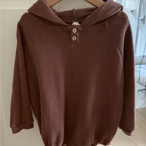 Quincy Mae Brown Cozy Knit Bodysuit with Hood